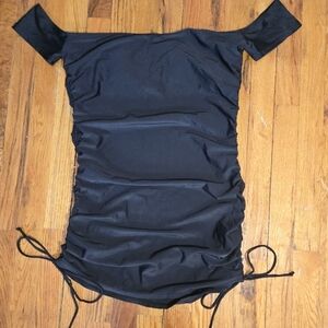 NWT walkonbeach Black Off-Shoulder Adjustable Length Swim Dress XL
